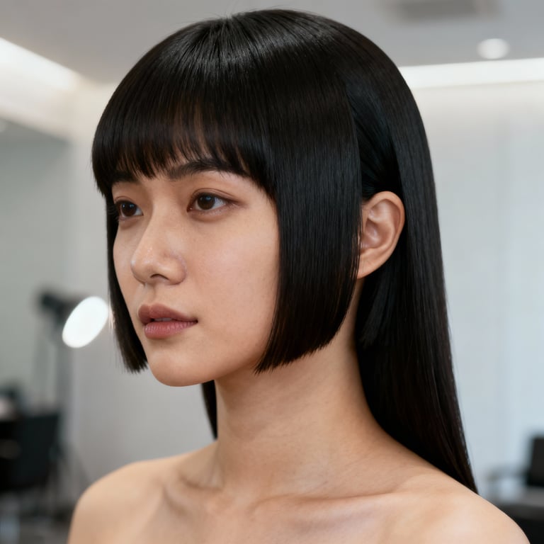 middle part mullet on straight hair, mid version.