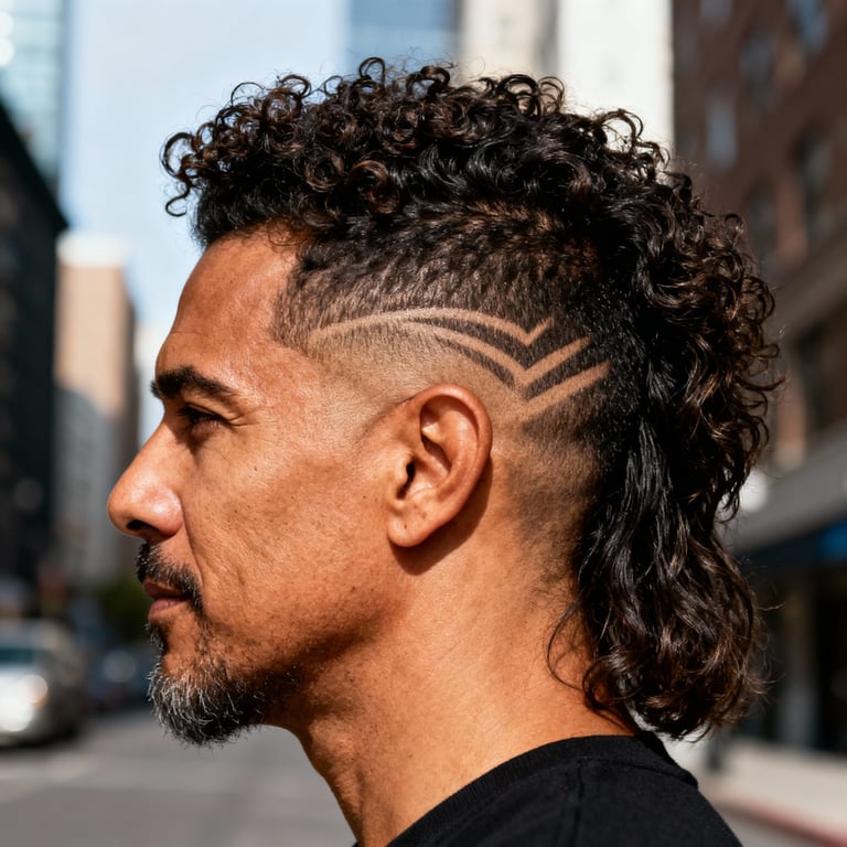 Mid Burst Fade Mullet