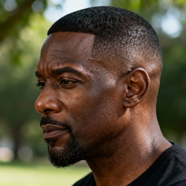 mens crew cut on straight hair, low version.