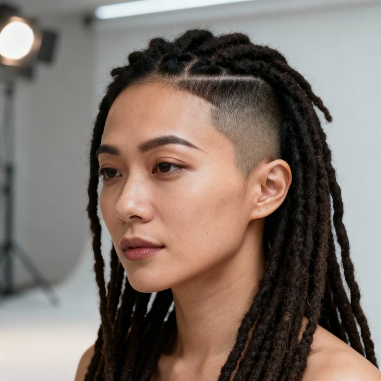 sister locs on straight hair, low version.