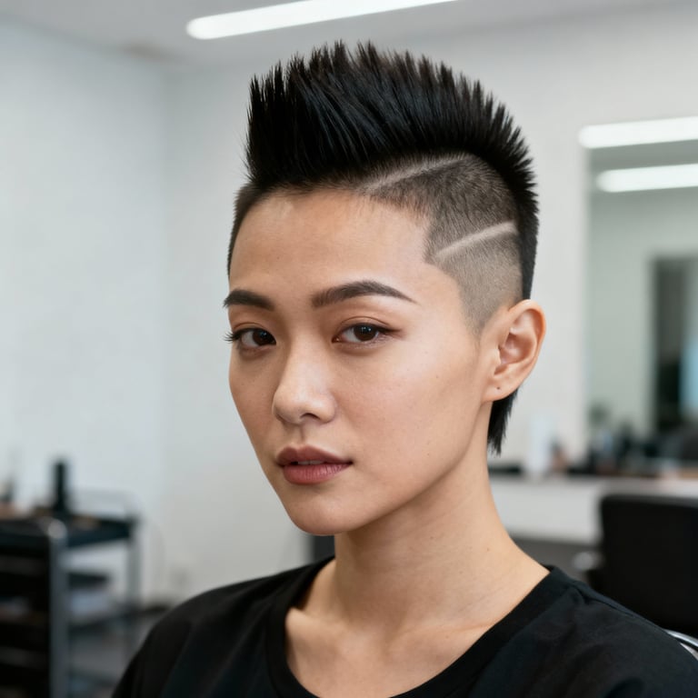 mohawk fade on straight hair, low version.