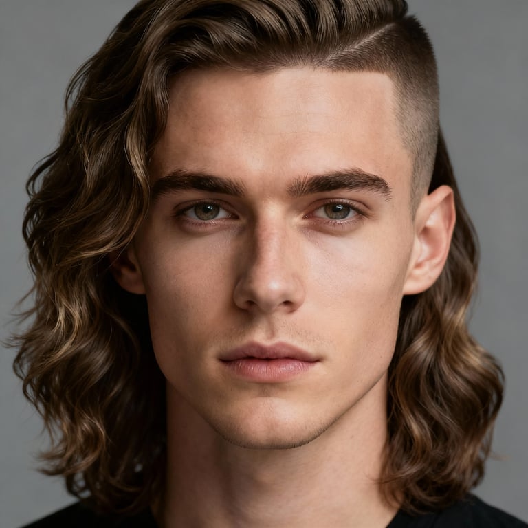 long wavy hair on wavy hair, low version.