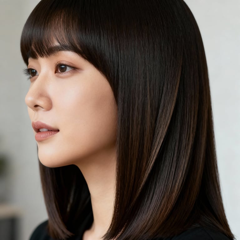 long v shape hair cut with layers on straight hair, low version.