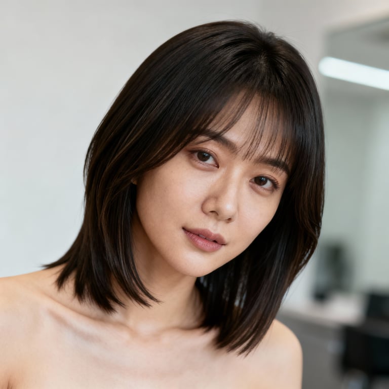 fine hair layered thin hair shoulder length haircut on straight hair, low version.