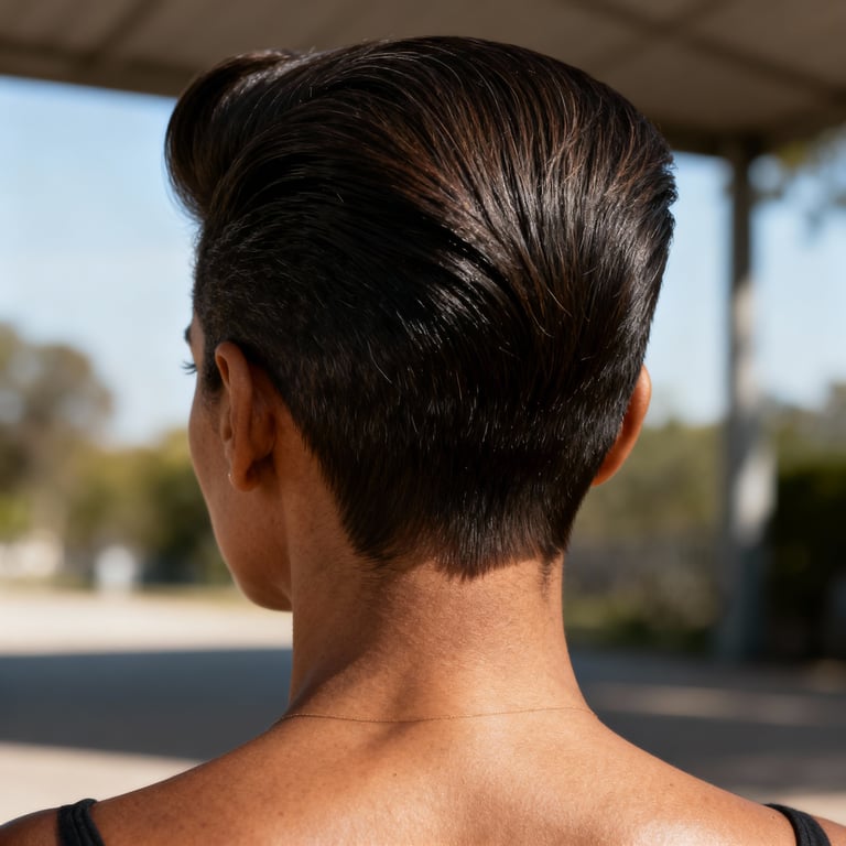 pompadour on straight hair, low version.