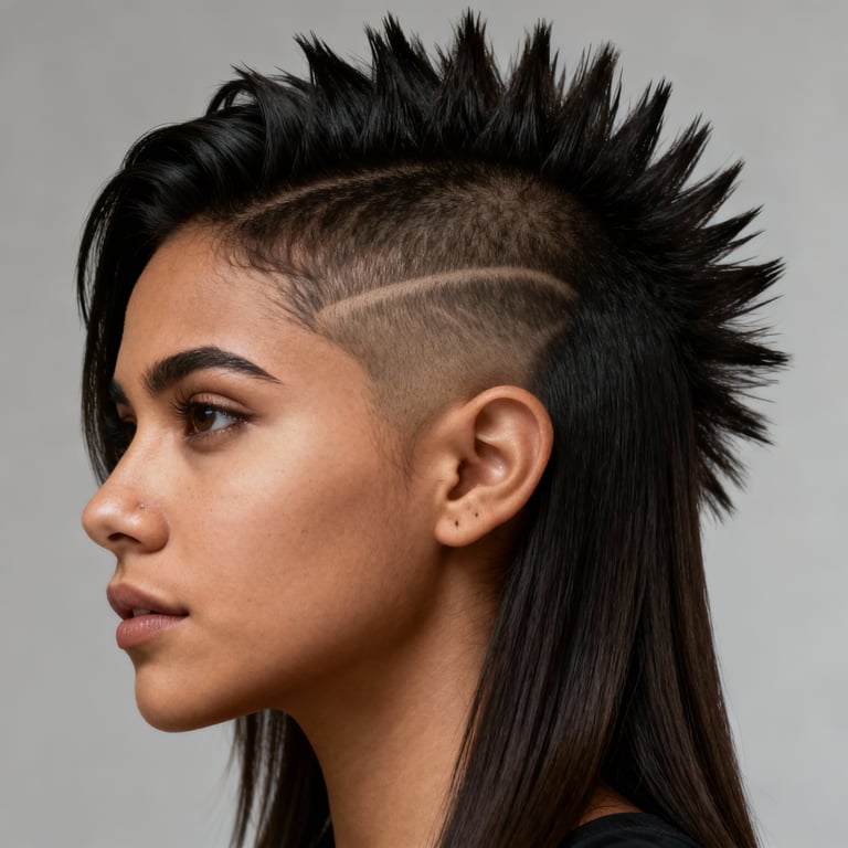 burst fade mohawk on straight hair, low version.