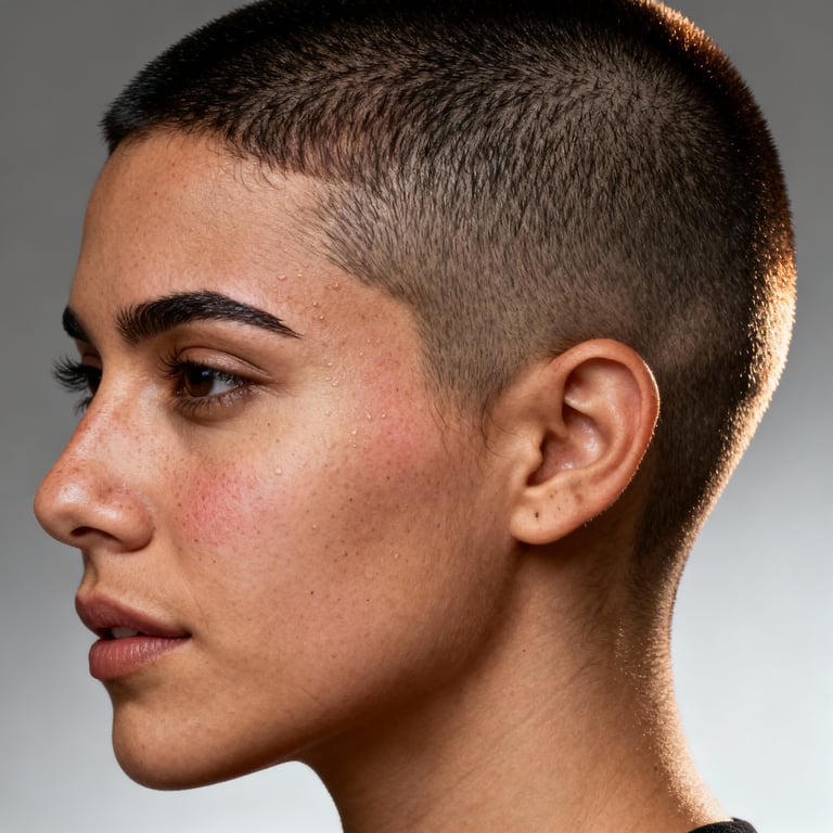 4 guard buzz cut on straight hair, low version.