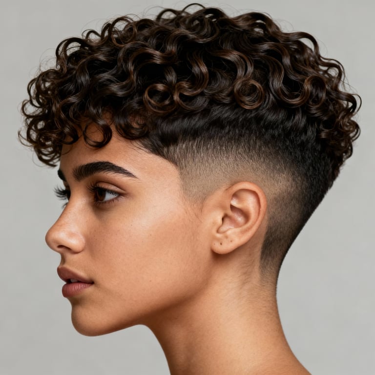 jellyfish haircut curly hair on curly hair, low version.