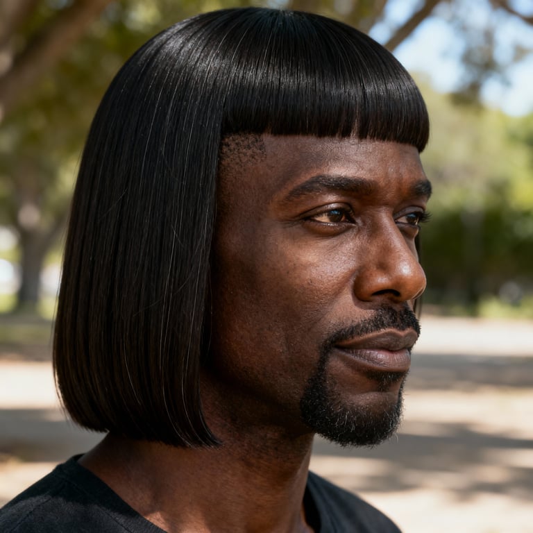 fine hair shoulder length bob on straight hair, low version.