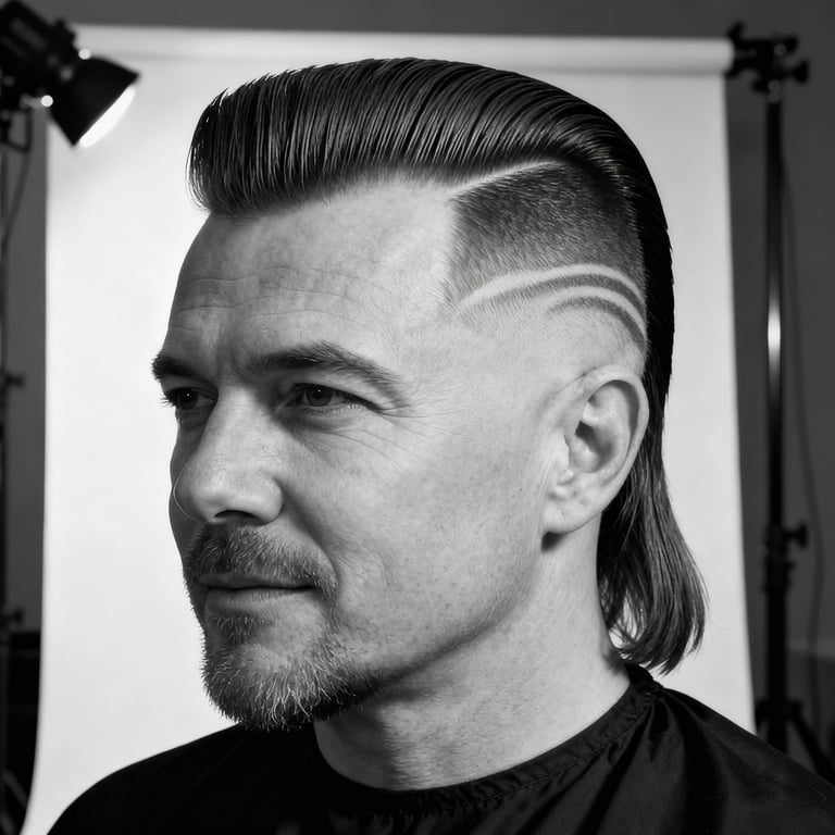 Mid Burst Fade Mullet