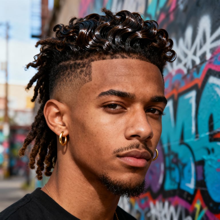 Burst Fade Mullet Wavy Hair style example