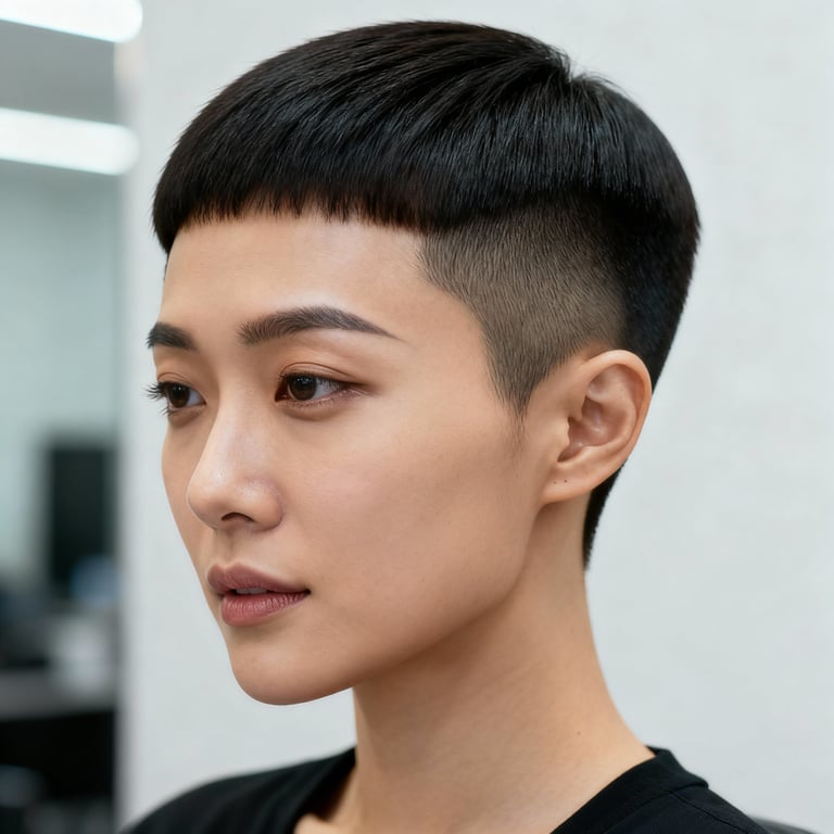mens crew cut on straight hair, low version.
