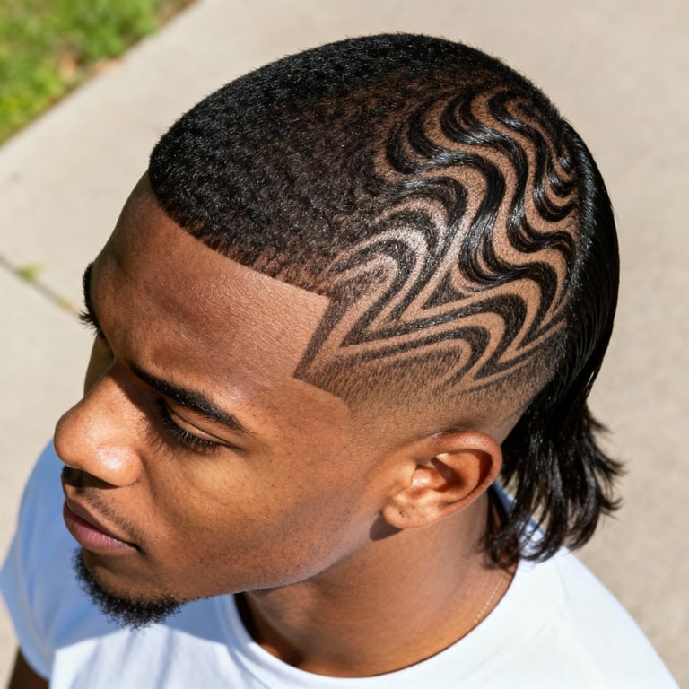 Burst Fade Mullet Straight Hair