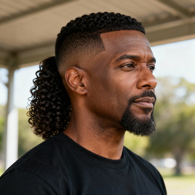 curly mullet on curly hair, low version.