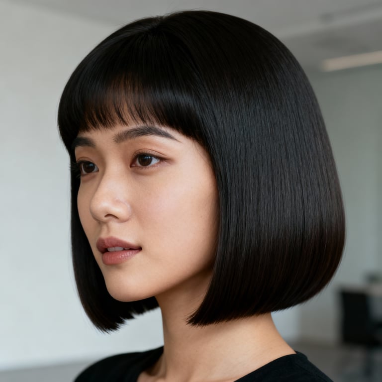 dorothy hamill wedge haircut on straight hair, low version.