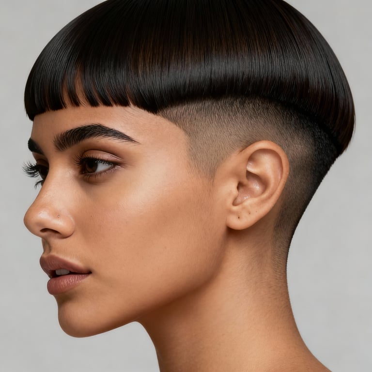 octopus jellyfish haircut on straight hair, low version.