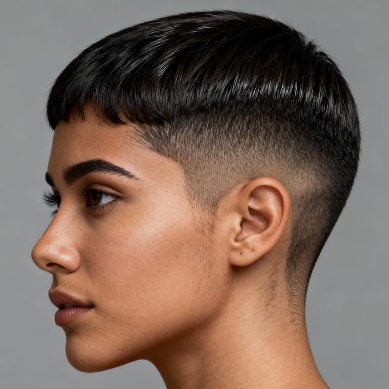 classic crew cut on straight hair, low version.