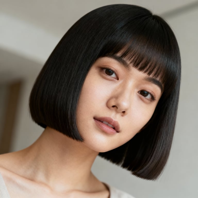 u shape hair cut on straight hair, low version.