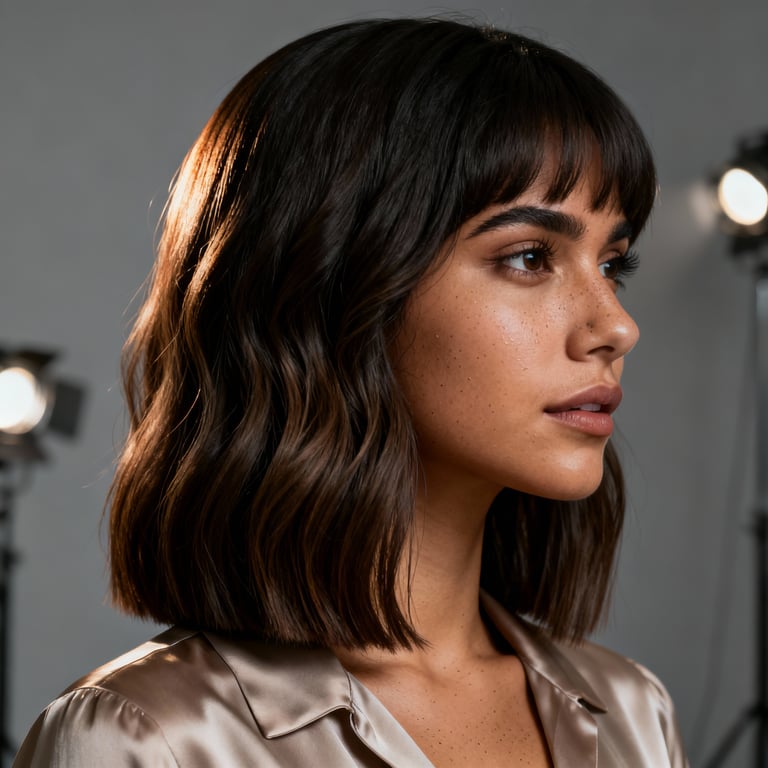layered long bob haircut on straight hair, low version.