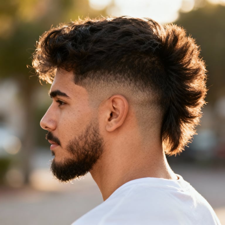 Burst Fade Mullet Medium Length