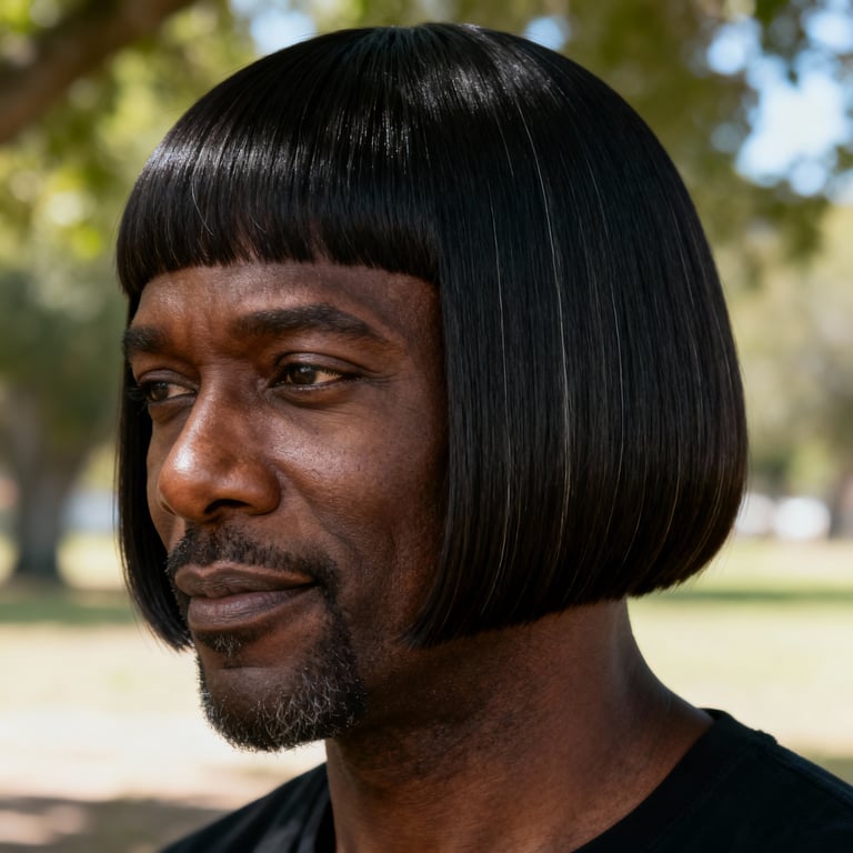 bob hair cut on straight hair, low version.