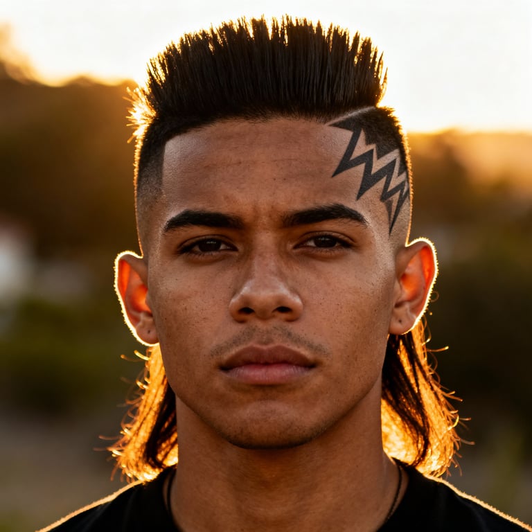 Burst Fade Mullet Straight Hair