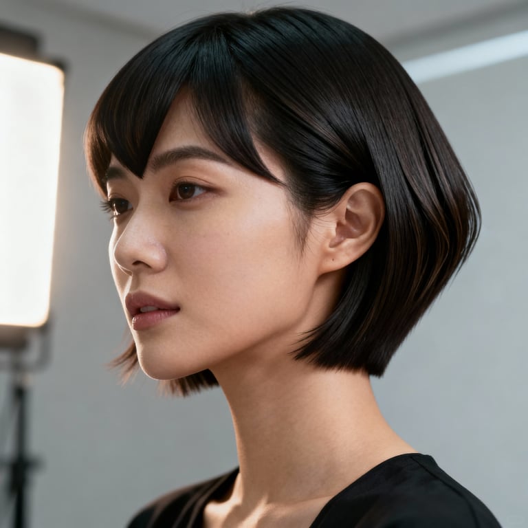 v shape hair cut on straight hair, low version.