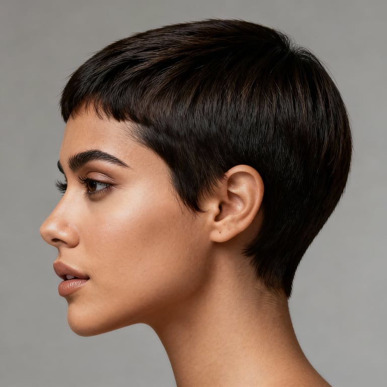 pixie cut on straight hair, low version.