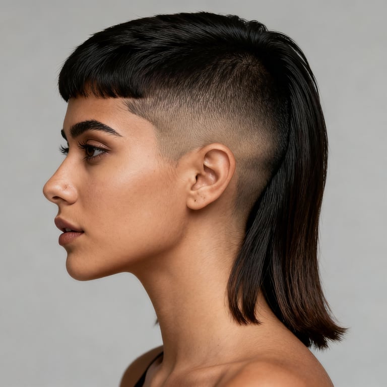 mullet haircut men on straight hair, low version.