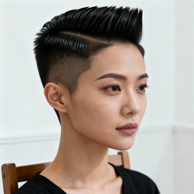 boys faux hawk on straight hair, low version.