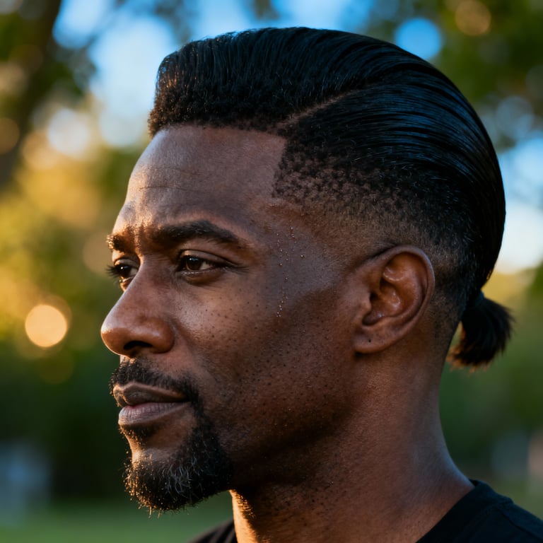 slick back bun on straight hair, low version.