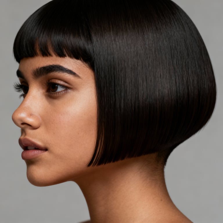 jellyfish haircut on straight hair, low version.