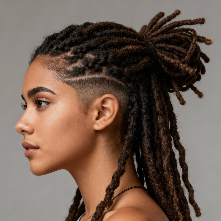 butterfly locs on straight hair, low version.