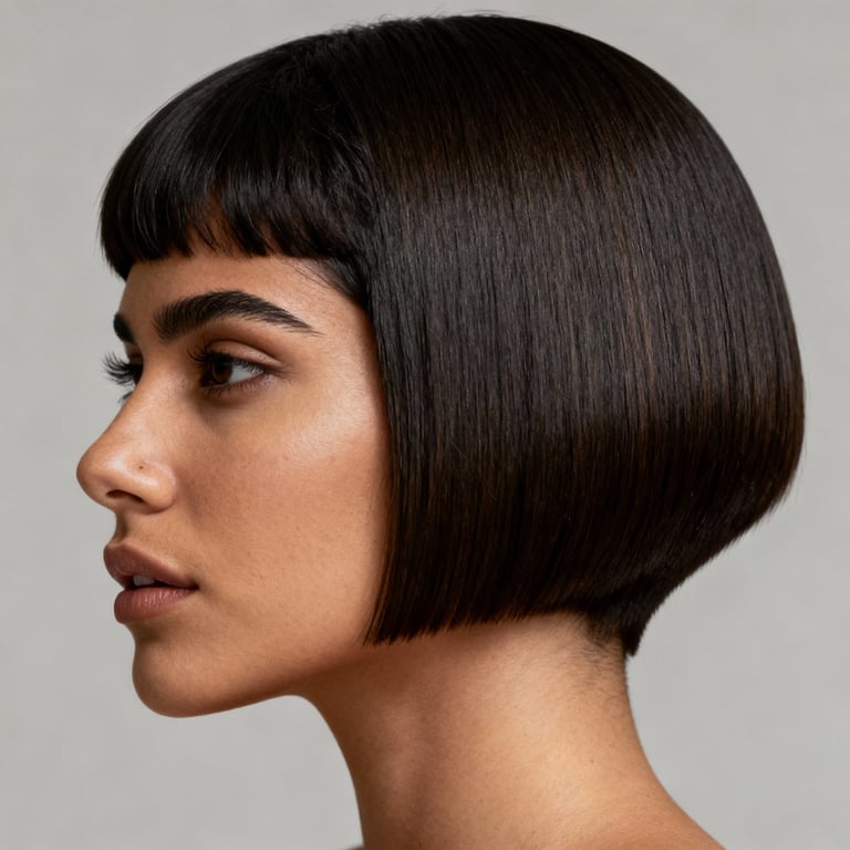 textured caesar cut on straight hair, low version.