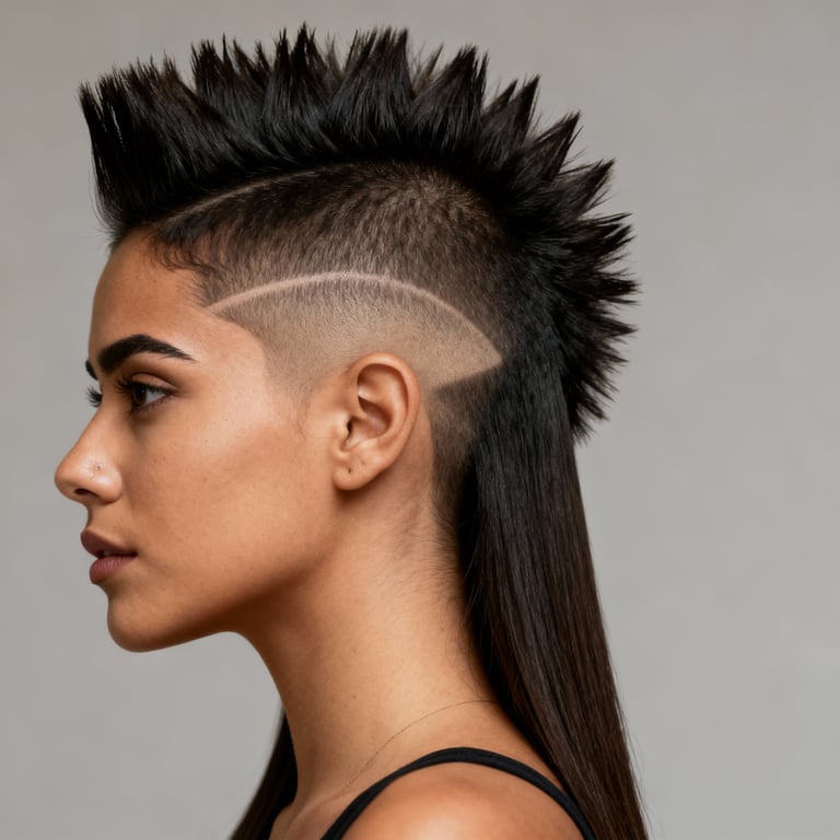 burst fade mohawk on straight hair, low version.