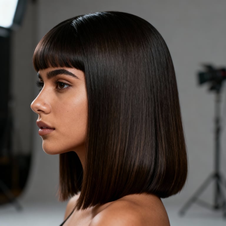 middle part flow on straight hair, mid version.