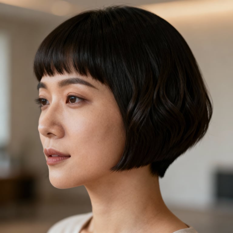 mixie hairstyle on straight hair, low version.