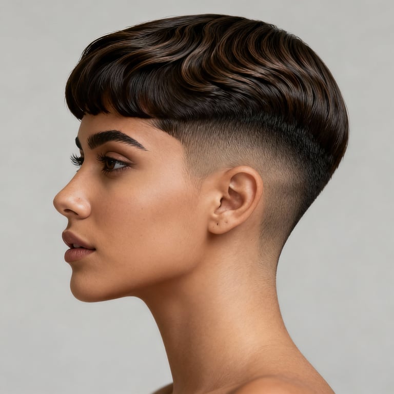 ivy league haircut on straight hair, low version.