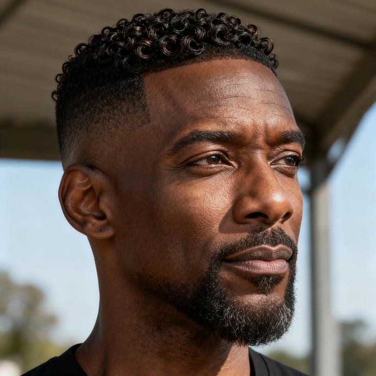 low taper curly hair on curly hair, low version.