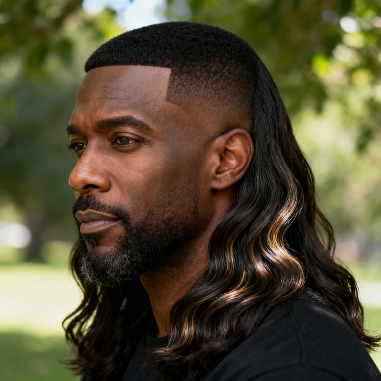 long wavy hair on wavy hair, low version.