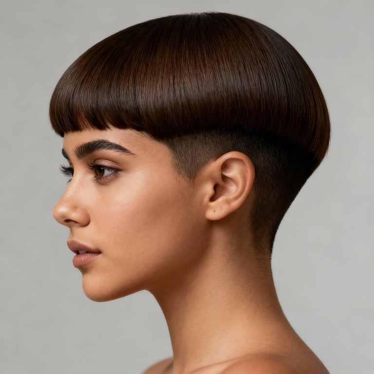 short caesar cut on straight hair, low version.