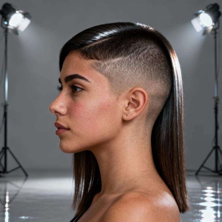 long buzz cut on straight hair, low version.