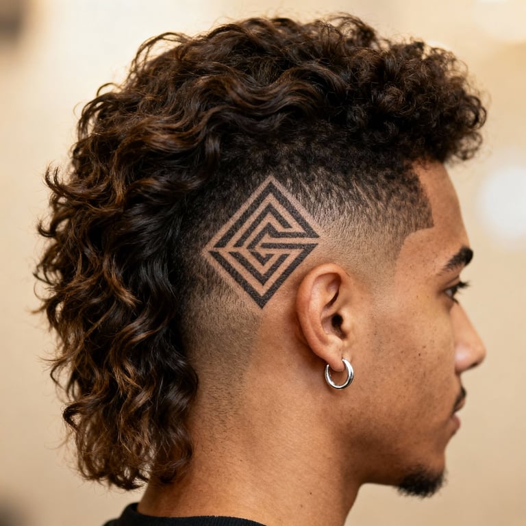 Mid Burst Fade Mullet Wavy
