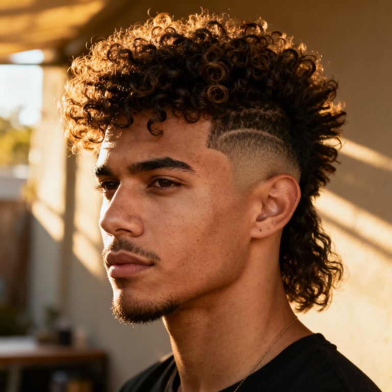 Burst Fade Mullet Medium Length