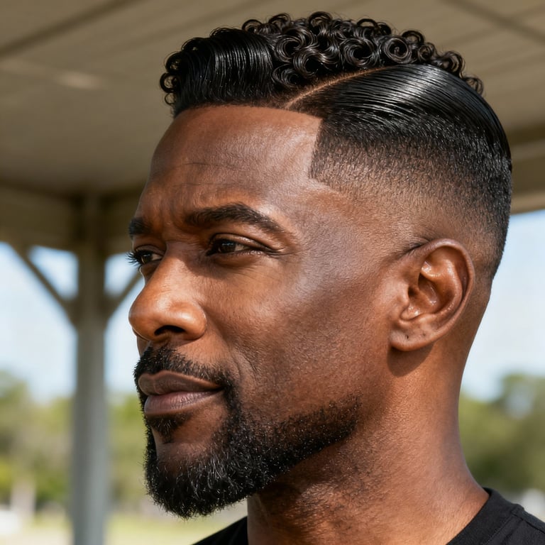 side part on straight hair, low version.