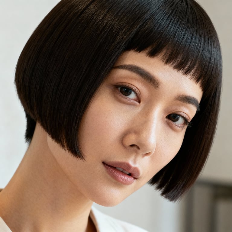 pixie cut on straight hair, low version.