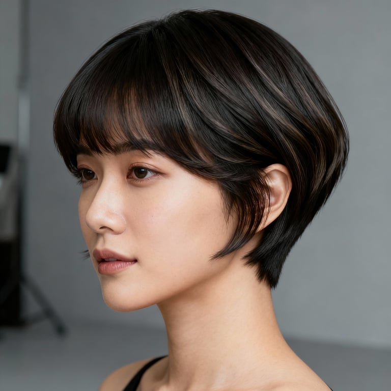 butterfly haircut short hair on straight hair, low version.