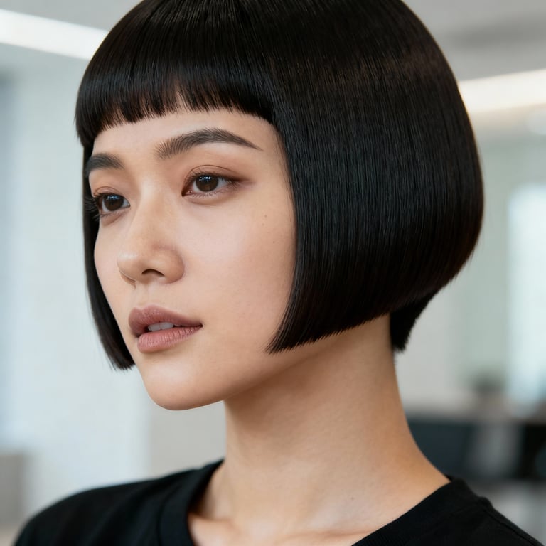 textured caesar cut on straight hair, low version.