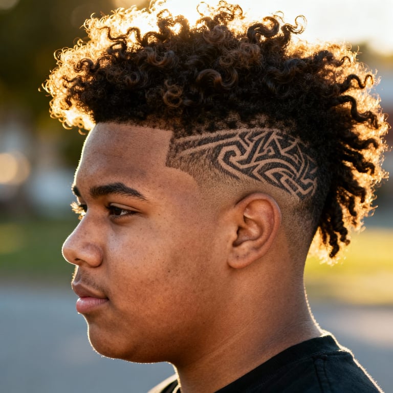 High Burst Fade Mullet Curly