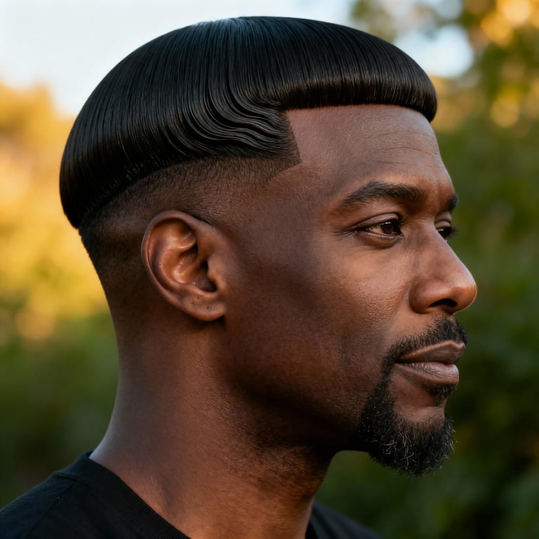 side part bob on straight hair, low version.